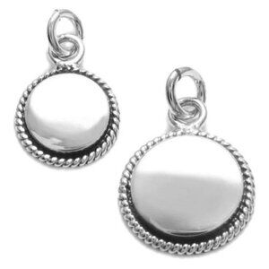 GORGEOUS STERLING SILVER ROUND ENGRAVABLE PENDANT WITH BEADED EDGE.